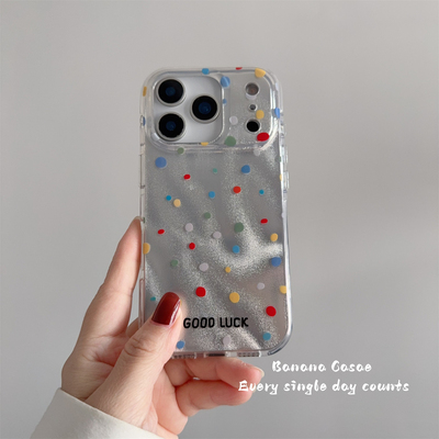 ins氛围感银闪彩色小波点手机壳