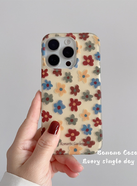 BananaCase早秋复古涂鸦油画彩色花朵适用16promax苹果17pro手机壳iPhone15磨砂14pro新款防摔13保护套16硬壳