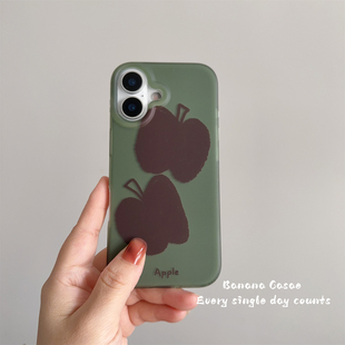 BananaCase韩国ins艺术涂鸦棕色苹果适用16promax苹果17pro手机壳iPhone17绿色磨砂15pro防摔14pro保护套13硬