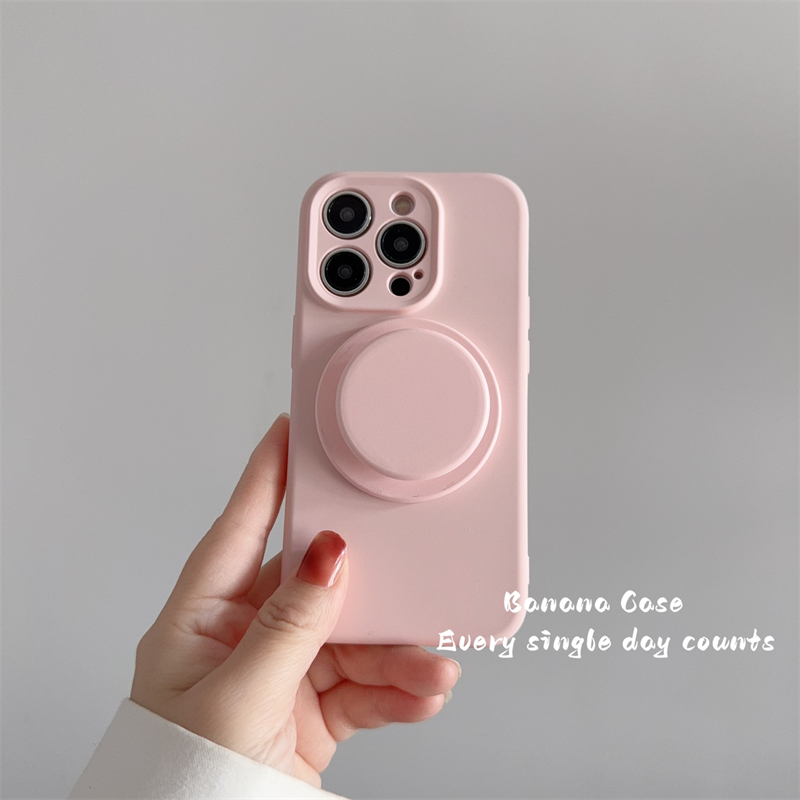 韩系ins小众奶油粉磁吸支架软壳