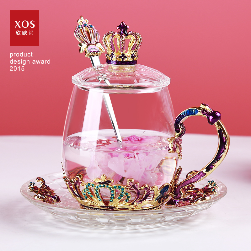 皇冠无铅玻璃杯高颜值咖啡杯套装