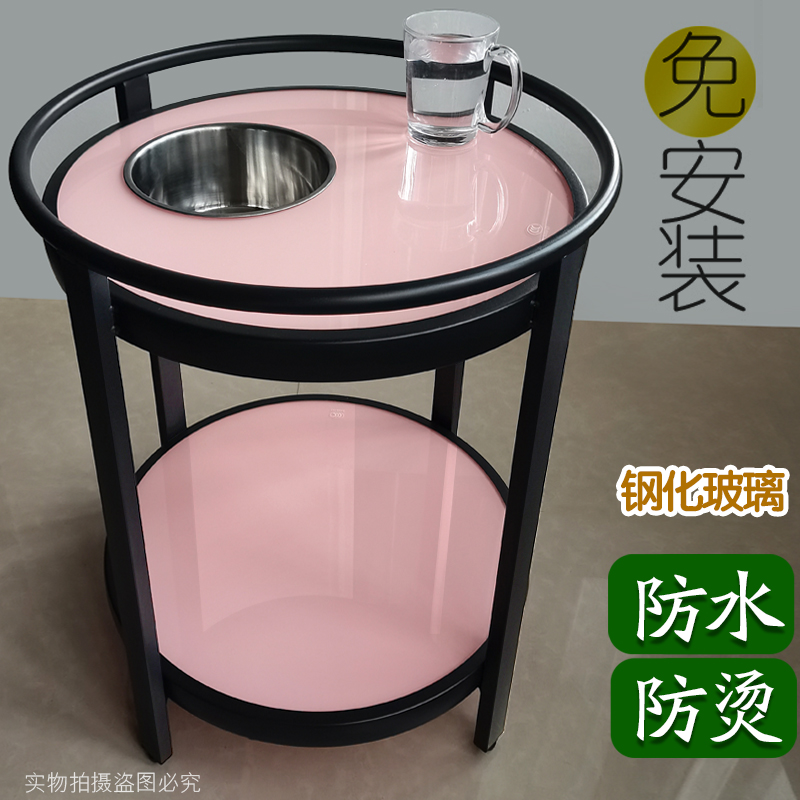 包邮防水防烫钢化玻璃麻将机小茶几桌烟缸棋牌室茶楼茶水架台边几