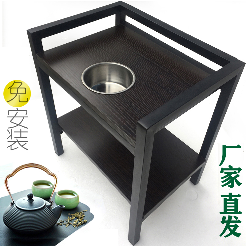 麻将桌小茶几麻将机茶水架棋牌室麻将馆带烟缸钢木茶水台边几角几