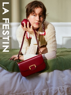 拉菲斯汀包包女士2025秋冬新款结婚红色包真皮百搭单肩斜挎腋下包