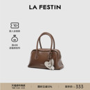 拉菲斯汀嘟嘟包2025新款 保龄球棕色包包单肩斜挎包女手提波士顿包