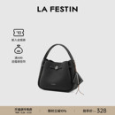 拉菲斯汀头层牛皮黑包2025新款 秋冬真皮女包斜挎包包手提菜篮子包