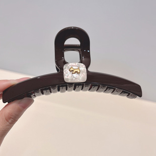 咖色+狗狗~鲨鱼夹大号发量多可爱盘发抓夹子百搭日韩国发饰美拉德