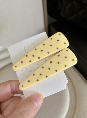 奶黄色三角波点发夹女前额侧边刘海夹碎发少女bb夹子气质发卡头饰