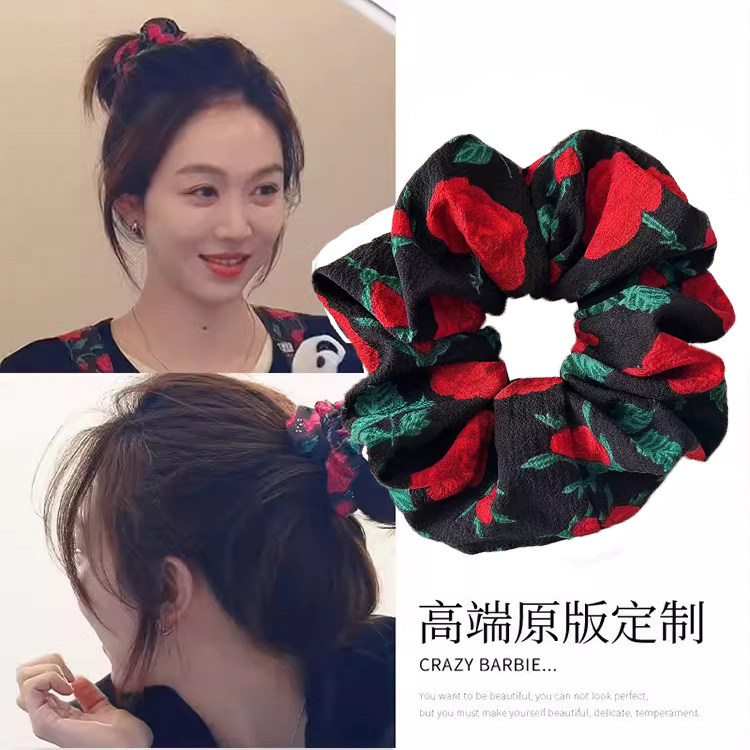 新款玫瑰绿叶碎花中餐厅头饰复古