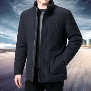 爸爸冬装外套中老年人棉衣男加绒加厚棉袄中年男士父亲羽绒棉服