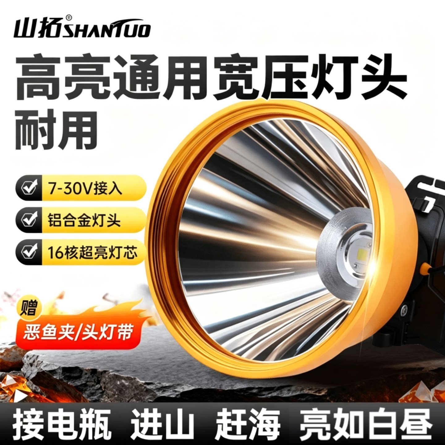 山拓头灯配件12v通用宽压灯头图片