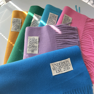 男女同款 韩系2025多巴胺色小围巾窄版 百搭纯色保暖围脖披肩秋冬季