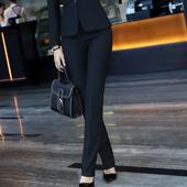 黑色职业西裤 春夏直筒高腰工作裤 显瘦商务直筒西装 裤 女士西裤 修身