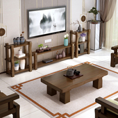 茗馨实木电视机柜简约现代简易复古落地柜古典客厅家具组合松木