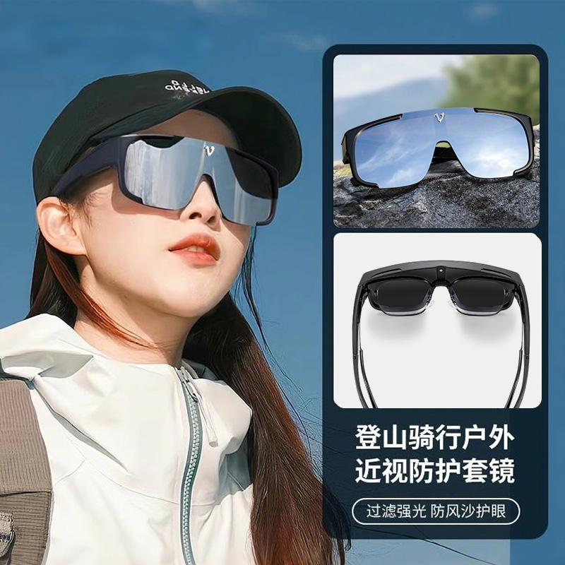 骑行套镜专用公路自行车偏光防风眼睛墨镜可套近眼镜可戴护目镜
