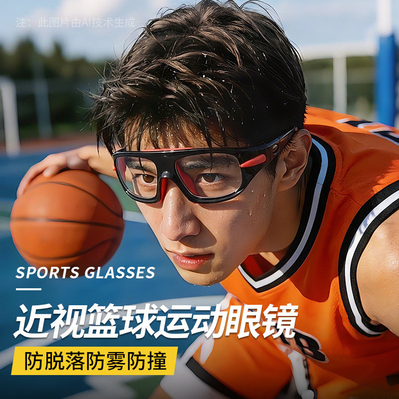 专业篮球近视运动眼镜男防脱落保护眼睛户外打篮球踢足球专用防撞