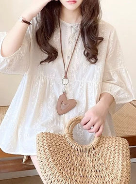 纯棉哺乳衬衫宽松月子服女