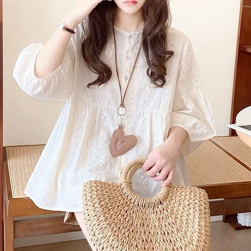 纯棉哺乳衬衫宽松月子服女