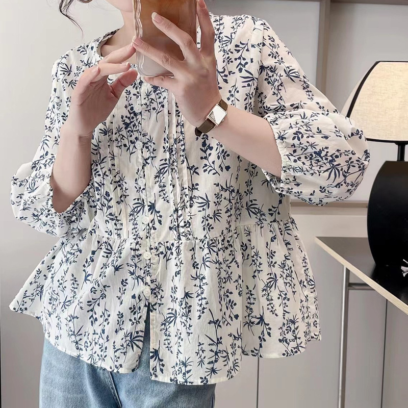 夏季5分袖純棉襯衫哺乳衣喂奶衣