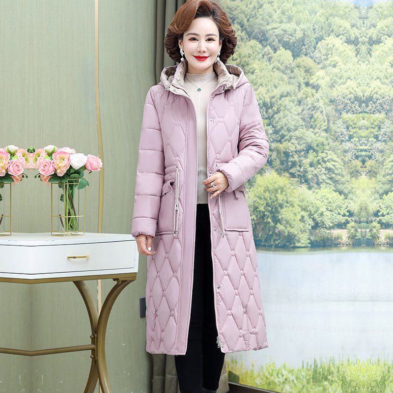 冬季加厚过膝中长款棉服女款外套