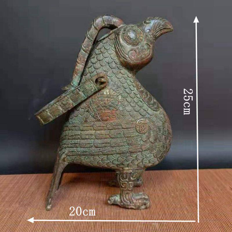 中国青铜器仿古太保鸟形卣古玩风水客厅书房摆件镇宅家居装饰礼品