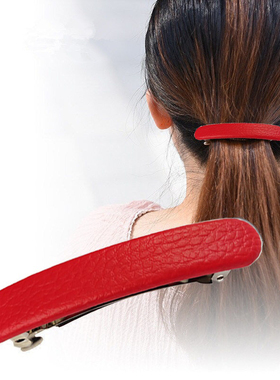 欧美荔枝纹皮革发夹皮质发卡仿皮发饰PU顶夹一字夹发饰