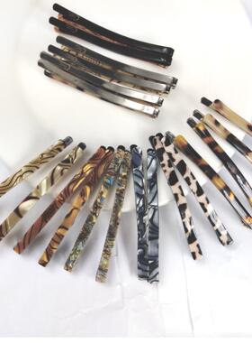 外贸CRIS豹纹醋酸发饰一字夹边夹刘海顶夹发夹2支一对