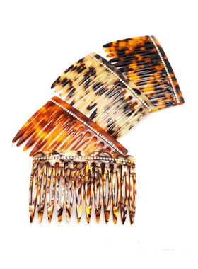 法式超闪水钻简约发梳优雅玳瑁插梳发插盘发神器发簪发饰醋酸板材