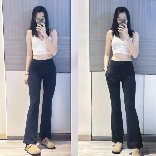 专柜Groove同款微喇裤女口袋款瑜伽高腰提臀显瘦运动健身喇叭长裤