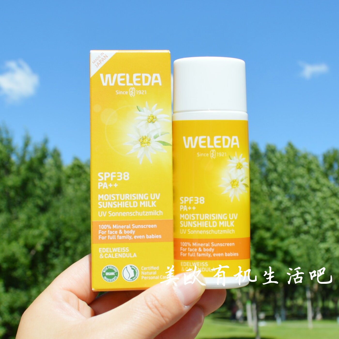 Weleda维蕾德物理防晒霜雪绒花防晒乳SPF38PA++婴幼儿童成人日版