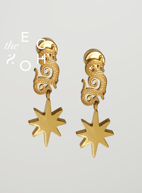 theECHO唤应「龙女」金龙星星 18k 防过敏 新款爆款 国风 耳环女