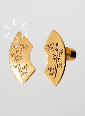 theECHO唤应「竹月 」扇形金 新中式 小众设计 高级感耳环女 礼物