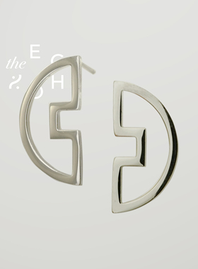 theECHO唤应「钱币」钛钢 防氧化 简约 半圆形 送礼 耳环 耳钉女