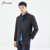 商务休闲黑色风衣立领通勤外套薄款 乔治白春季 男士 拉链纯色上衣