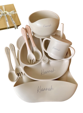 婴儿童硅胶餐盘套装吃饭碗吸盘宝宝餐具礼盒写名字生日礼物订定制