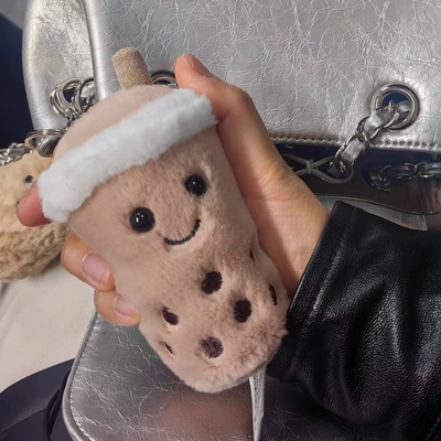 丝绒珍珠奶茶书包挂件公仔女生钥匙扣毛绒包包挂饰