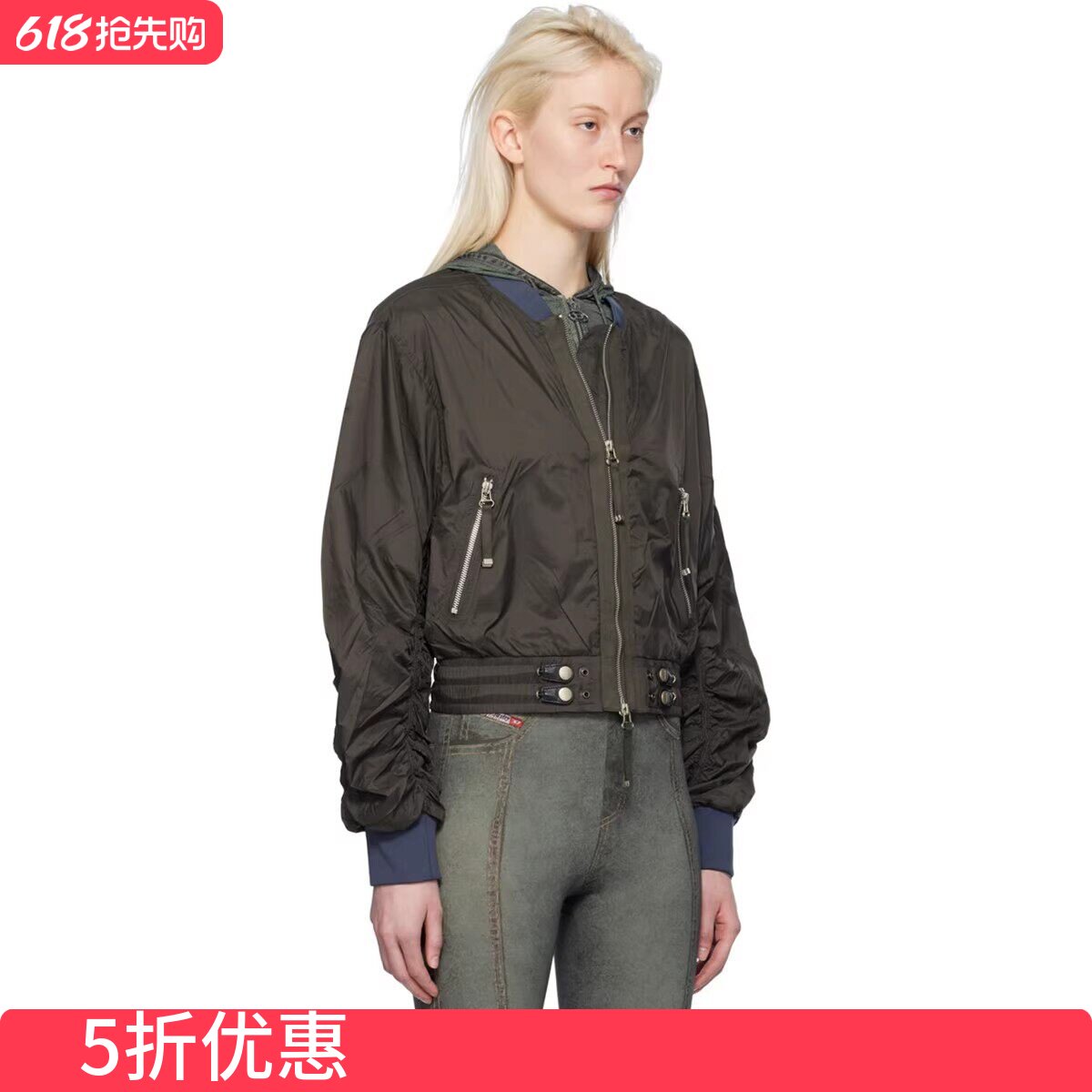 D意大利街头运动潮牌女装欧美女士薄款棒球衫短夹克外套出口小众