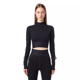 D意大利街头潮牌女装欧美女士套头长袖短款小衫修身T恤出口小众