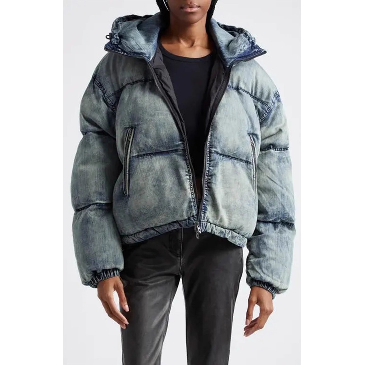 意大利街头女装短款水洗棉服棉衣