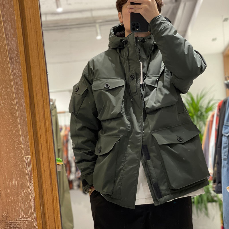 李大宇多口袋复古连帽工装棉服