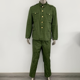 正品87路工作服冬季涤卡上衣裤子立领中山正装套装耐磨户外工地服
