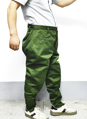 老款军绿色大档马裤单裤臀部膝盖加厚小脚工作裤长裤耐磨