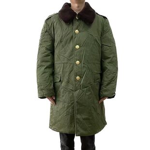 87路蔚棉大衣男冬季防寒保暖怀旧棉服带毛领加厚军绿色棉大衣短款