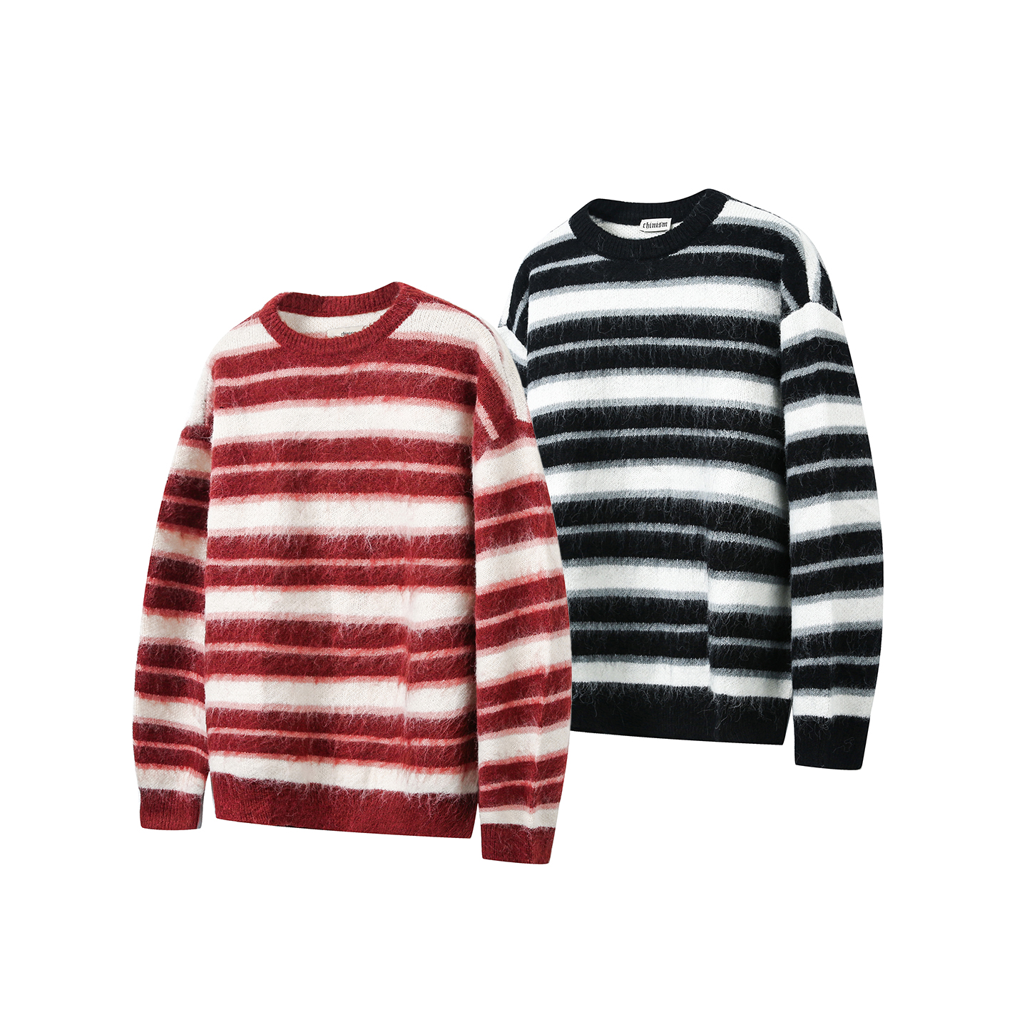 二十八间撞色条纹圆领毛衣