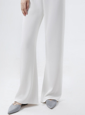 THE R STUDIO ROW 白色阔腿裤女高腰空气裤24新款裤子春秋直筒裤