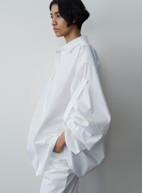 THERSTUDIO ROW2024新款oversize白色吊袖衬衫可调节宽松袖子衬衣