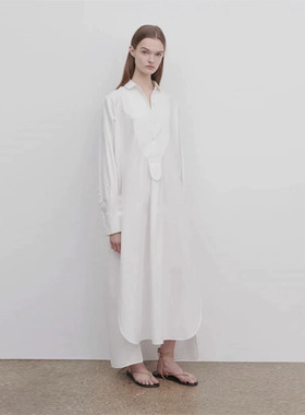 THERSTUDIO ROW 衬衫裙宽松纯棉开衩长款长袖显瘦直筒套头连衣裙