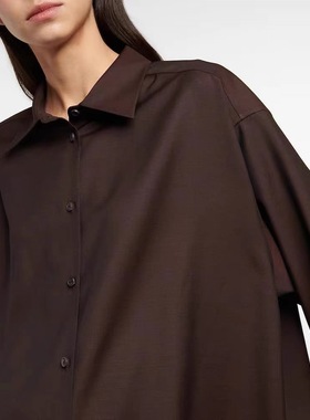 THERSTUDIO ROW衬衣2024新款极简风宽松气质羊毛马海毛长袖衬衫