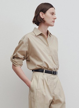 THERSTUDIO ROW衬衫2024宽松极简通勤长袖小翻领精梳洗水纯棉裤子