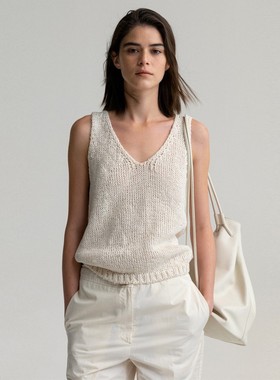 THERSTUDIO ROW背心女2024春夏新款宽松针织v领马甲外穿吊带上衣